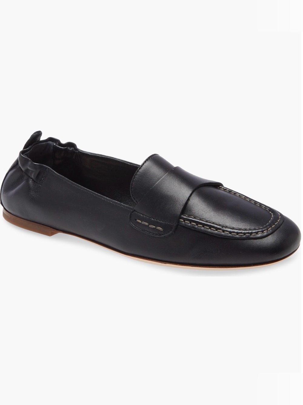 AGL Black Leather Penny Loafers with Contrast Stitching - Picture 1 of 6